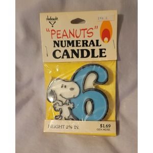 Vintage 1958 Peanuts Numeral Birthday Candle #6